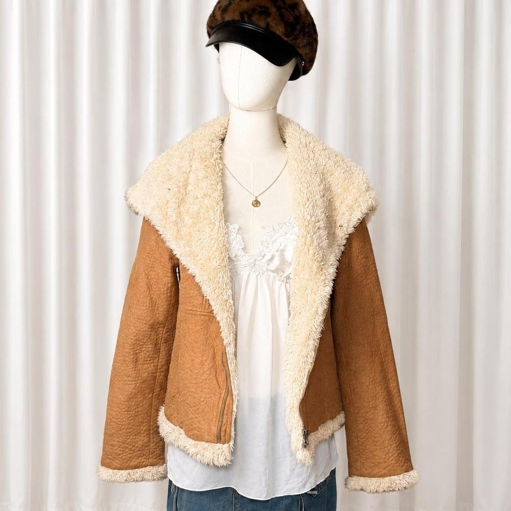 Y2K Girl Xpress Brown Faux Shearling Jacket